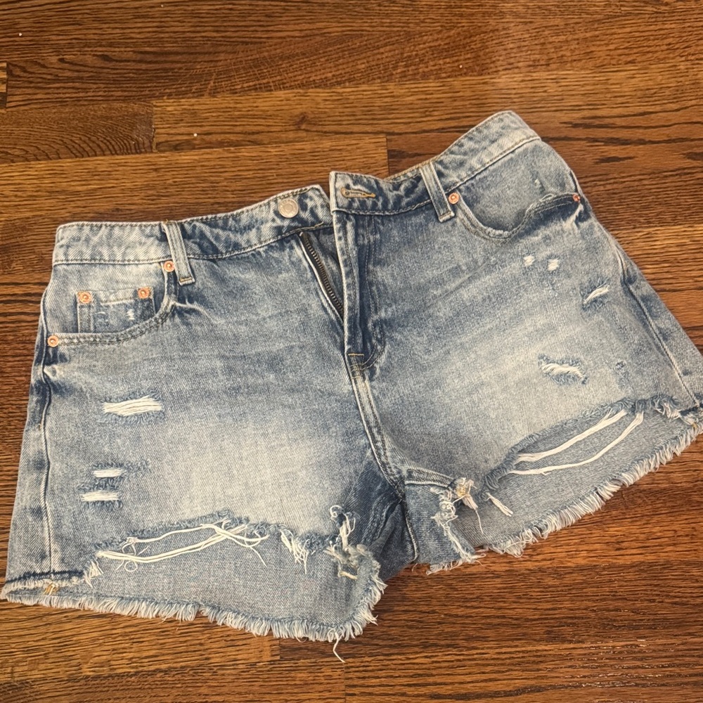 Signature8 Distressed Light Blue Denim Jean Cutoff Shorts